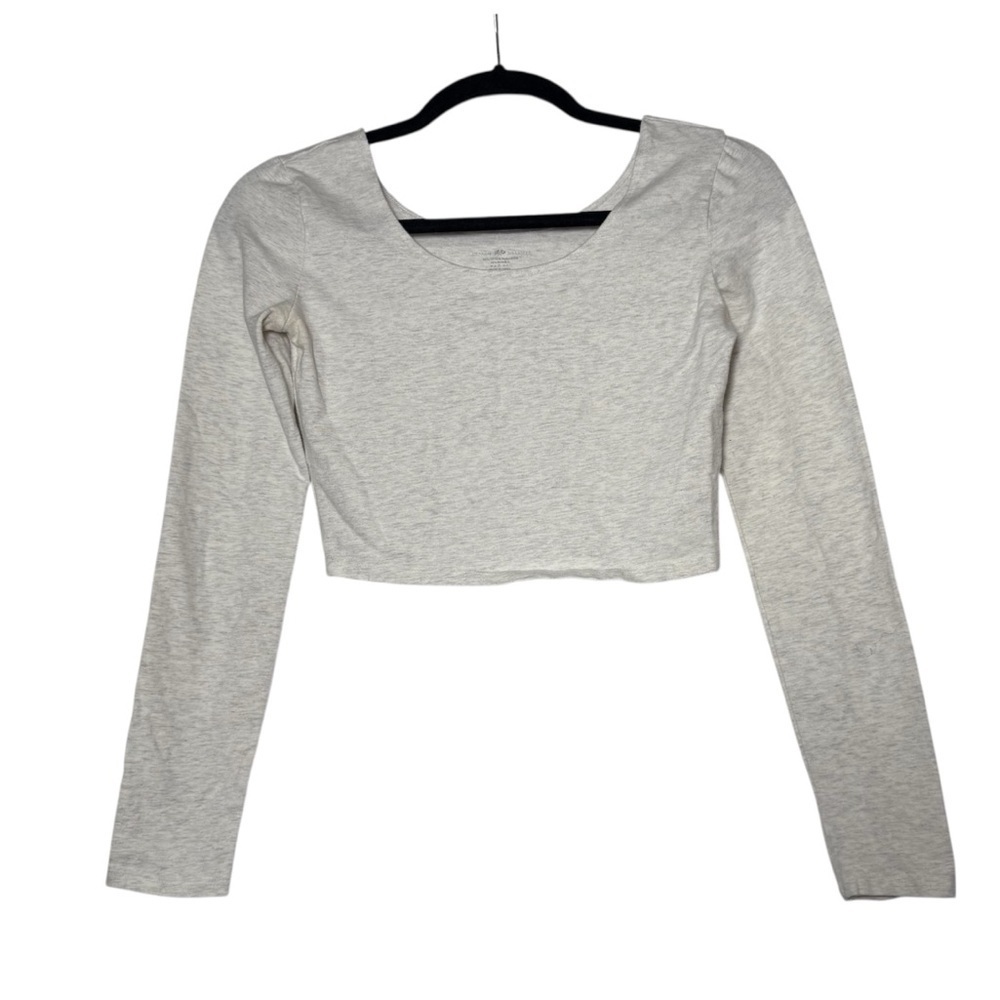 Brandy Melville Grey Long Sleeve Top Cropped One Size Fitted Soft